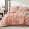 image:imageBedsure Oversized King Comforter Set Grey  Bed in a Bag Bedding Set 7 Pieces GentleSoft Pintuck Bed Set Gift for Family Pinch Pleat Grey Comforter with Sheets Pillowcases amp Shams29  Dusty Pink