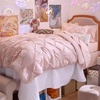 image:imageBedsure Oversized King Comforter Set Grey  Bed in a Bag Bedding Set 7 Pieces GentleSoft Pintuck Bed Set Gift for Family Pinch Pleat Grey Comforter with Sheets Pillowcases amp Shams06  Pink