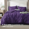 image:imageBedsure Oversized King Comforter Set Grey  Bed in a Bag Bedding Set 7 Pieces GentleSoft Pintuck Bed Set Gift for Family Pinch Pleat Grey Comforter with Sheets Pillowcases amp Shams23  Purple