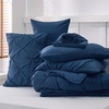 image:imageBedsure Oversized King Comforter Set Grey  Bed in a Bag Bedding Set 7 Pieces GentleSoft Pintuck Bed Set Gift for Family Pinch Pleat Grey Comforter with Sheets Pillowcases amp Shams12  Navy