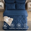 image:imageBedsure Oversized King Comforter Set Grey  Bed in a Bag Bedding Set 7 Pieces GentleSoft Pintuck Bed Set Gift for Family Pinch Pleat Grey Comforter with Sheets Pillowcases amp Shams12  Navy