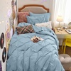 image:imageBedsure Oversized King Comforter Set Grey  Bed in a Bag Bedding Set 7 Pieces GentleSoft Pintuck Bed Set Gift for Family Pinch Pleat Grey Comforter with Sheets Pillowcases amp Shams18  Light Blue