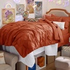 image:imageBedsure Oversized King Comforter Set Grey  Bed in a Bag Bedding Set 7 Pieces GentleSoft Pintuck Bed Set Gift for Family Pinch Pleat Grey Comforter with Sheets Pillowcases amp Shams16  Burnt Orange