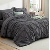image:imageBedsure Oversized King Comforter Set Grey  Bed in a Bag Bedding Set 7 Pieces GentleSoft Pintuck Bed Set Gift for Family Pinch Pleat Grey Comforter with Sheets Pillowcases amp Shams04  Dark Grey