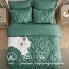 image:imageBedsure Oversized King Comforter Set Grey  Bed in a Bag Bedding Set 7 Pieces GentleSoft Pintuck Bed Set Gift for Family Pinch Pleat Grey Comforter with Sheets Pillowcases amp Shams31  Pea Green