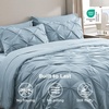 image:imageBedsure Oversized King Comforter Set Grey  Bed in a Bag Bedding Set 7 Pieces GentleSoft Pintuck Bed Set Gift for Family Pinch Pleat Grey Comforter with Sheets Pillowcases amp Shams18  Light Blue