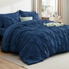 image:imageBedsure Oversized King Comforter Set Grey  Bed in a Bag Bedding Set 7 Pieces GentleSoft Pintuck Bed Set Gift for Family Pinch Pleat Grey Comforter with Sheets Pillowcases amp Shams12  Navy