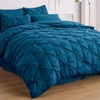 image:imageBedsure Oversized King Comforter Set Grey  Bed in a Bag Bedding Set 7 Pieces GentleSoft Pintuck Bed Set Gift for Family Pinch Pleat Grey Comforter with Sheets Pillowcases amp Shams14  Teal