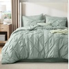 image:imageBedsure Oversized King Comforter Set Grey  Bed in a Bag Bedding Set 7 Pieces GentleSoft Pintuck Bed Set Gift for Family Pinch Pleat Grey Comforter with Sheets Pillowcases amp Shams05  Sage Green
