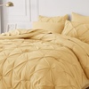 image:imageBedsure Oversized King Comforter Set Grey  Bed in a Bag Bedding Set 7 Pieces GentleSoft Pintuck Bed Set Gift for Family Pinch Pleat Grey Comforter with Sheets Pillowcases amp Shams25  Yellow