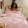 image:imageBedsure Oversized King Comforter Set Grey  Bed in a Bag Bedding Set 7 Pieces GentleSoft Pintuck Bed Set Gift for Family Pinch Pleat Grey Comforter with Sheets Pillowcases amp Shams06  Pink