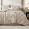 image:imageBedsure Oversized King Comforter Set Grey  Bed in a Bag Bedding Set 7 Pieces GentleSoft Pintuck Bed Set Gift for Family Pinch Pleat Grey Comforter with Sheets Pillowcases amp Shams09  Beige