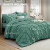 image:imageBedsure Oversized King Comforter Set Grey  Bed in a Bag Bedding Set 7 Pieces GentleSoft Pintuck Bed Set Gift for Family Pinch Pleat Grey Comforter with Sheets Pillowcases amp Shams31  Pea Green