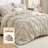 image:imageBedsure Oversized King Comforter Set Grey  Bed in a Bag Bedding Set 7 Pieces GentleSoft Pintuck Bed Set Gift for Family Pinch Pleat Grey Comforter with Sheets Pillowcases amp Shams09  Beige