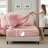 image:imageBedsure Oversized King Comforter Set Grey  Bed in a Bag Bedding Set 7 Pieces GentleSoft Pintuck Bed Set Gift for Family Pinch Pleat Grey Comforter with Sheets Pillowcases amp Shams06  Pink