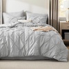 image:imageBedsure Oversized King Comforter Set Grey  Bed in a Bag Bedding Set 7 Pieces GentleSoft Pintuck Bed Set Gift for Family Pinch Pleat Grey Comforter with Sheets Pillowcases amp Shams22  Light Grey