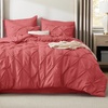 image:imageBedsure Oversized King Comforter Set Grey  Bed in a Bag Bedding Set 7 Pieces GentleSoft Pintuck Bed Set Gift for Family Pinch Pleat Grey Comforter with Sheets Pillowcases amp Shams30  Coral