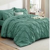 image:imageBedsure Oversized King Comforter Set Grey  Bed in a Bag Bedding Set 7 Pieces GentleSoft Pintuck Bed Set Gift for Family Pinch Pleat Grey Comforter with Sheets Pillowcases amp Shams31  Pea Green