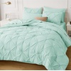 image:imageBedsure Oversized King Comforter Set Grey  Bed in a Bag Bedding Set 7 Pieces GentleSoft Pintuck Bed Set Gift for Family Pinch Pleat Grey Comforter with Sheets Pillowcases amp Shams28  Mint Green
