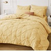 image:imageBedsure Oversized King Comforter Set Grey  Bed in a Bag Bedding Set 7 Pieces GentleSoft Pintuck Bed Set Gift for Family Pinch Pleat Grey Comforter with Sheets Pillowcases amp Shams25  Yellow