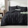 image:imageBedsure Oversized King Comforter Set Grey  Bed in a Bag Bedding Set 7 Pieces GentleSoft Pintuck Bed Set Gift for Family Pinch Pleat Grey Comforter with Sheets Pillowcases amp Shams11  Black