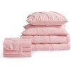 image:imageBedsure Oversized King Comforter Set Grey  Bed in a Bag Bedding Set 7 Pieces GentleSoft Pintuck Bed Set Gift for Family Pinch Pleat Grey Comforter with Sheets Pillowcases amp Shams06  Pink