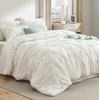 image:imageBedsure Oversized King Comforter Set Grey  Bed in a Bag Bedding Set 7 Pieces GentleSoft Pintuck Bed Set Gift for Family Pinch Pleat Grey Comforter with Sheets Pillowcases amp Shams19  Ivory
