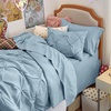 image:imageBedsure Oversized King Comforter Set Grey  Bed in a Bag Bedding Set 7 Pieces GentleSoft Pintuck Bed Set Gift for Family Pinch Pleat Grey Comforter with Sheets Pillowcases amp Shams18  Light Blue