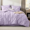 image:imageBedsure Oversized King Comforter Set Grey  Bed in a Bag Bedding Set 7 Pieces GentleSoft Pintuck Bed Set Gift for Family Pinch Pleat Grey Comforter with Sheets Pillowcases amp Shams13  Light Purple