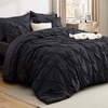 image:imageBedsure Oversized King Comforter Set Grey  Bed in a Bag Bedding Set 7 Pieces GentleSoft Pintuck Bed Set Gift for Family Pinch Pleat Grey Comforter with Sheets Pillowcases amp Shams11  Black