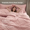 image:imageBedsure Oversized King Comforter Set Grey  Bed in a Bag Bedding Set 7 Pieces GentleSoft Pintuck Bed Set Gift for Family Pinch Pleat Grey Comforter with Sheets Pillowcases amp Shams06  Pink