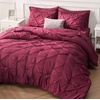 image:imageBedsure Oversized King Comforter Set Grey  Bed in a Bag Bedding Set 7 Pieces GentleSoft Pintuck Bed Set Gift for Family Pinch Pleat Grey Comforter with Sheets Pillowcases amp Shams10  Burgundy