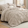 image:imageBedsure Oversized King Comforter Set Grey  Bed in a Bag Bedding Set 7 Pieces GentleSoft Pintuck Bed Set Gift for Family Pinch Pleat Grey Comforter with Sheets Pillowcases amp Shams09  Beige