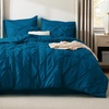 image:imageBedsure Oversized King Comforter Set Grey  Bed in a Bag Bedding Set 7 Pieces GentleSoft Pintuck Bed Set Gift for Family Pinch Pleat Grey Comforter with Sheets Pillowcases amp Shams14  Teal