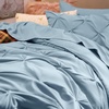 image:imageBedsure Oversized King Comforter Set Grey  Bed in a Bag Bedding Set 7 Pieces GentleSoft Pintuck Bed Set Gift for Family Pinch Pleat Grey Comforter with Sheets Pillowcases amp Shams18  Light Blue