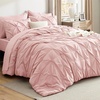 image:imageBedsure Oversized King Comforter Set Grey  Bed in a Bag Bedding Set 7 Pieces GentleSoft Pintuck Bed Set Gift for Family Pinch Pleat Grey Comforter with Sheets Pillowcases amp Shams06  Pink