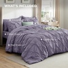 image:imageBedsure Oversized King Comforter Set Grey  Bed in a Bag Bedding Set 7 Pieces GentleSoft Pintuck Bed Set Gift for Family Pinch Pleat Grey Comforter with Sheets Pillowcases amp Shams15  Grayish Purple