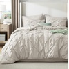 image:imageBedsure Oversized King Comforter Set Grey  Bed in a Bag Bedding Set 7 Pieces GentleSoft Pintuck Bed Set Gift for Family Pinch Pleat Grey Comforter with Sheets Pillowcases amp Shams17  Linen
