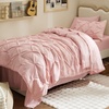 image:imageBedsure Oversized King Comforter Set Grey  Bed in a Bag Bedding Set 7 Pieces GentleSoft Pintuck Bed Set Gift for Family Pinch Pleat Grey Comforter with Sheets Pillowcases amp Shams06  Pink