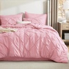 image:imageBedsure Oversized King Comforter Set Grey  Bed in a Bag Bedding Set 7 Pieces GentleSoft Pintuck Bed Set Gift for Family Pinch Pleat Grey Comforter with Sheets Pillowcases amp Shams27  Baby Pink