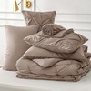 image:imageBedsure Oversized King Comforter Set Grey  Bed in a Bag Bedding Set 7 Pieces GentleSoft Pintuck Bed Set Gift for Family Pinch Pleat Grey Comforter with Sheets Pillowcases amp Shams20  Khaki