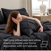 image:imageBedsure Oversized King Comforter Set Grey  Bed in a Bag Bedding Set 7 Pieces GentleSoft Pintuck Bed Set Gift for Family Pinch Pleat Grey Comforter with Sheets Pillowcases amp Shams11  Black