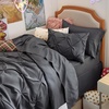image:imageBedsure Oversized King Comforter Set Grey  Bed in a Bag Bedding Set 7 Pieces GentleSoft Pintuck Bed Set Gift for Family Pinch Pleat Grey Comforter with Sheets Pillowcases amp Shams04  Dark Grey