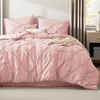 image:imageBedsure Oversized King Comforter Set Grey  Bed in a Bag Bedding Set 7 Pieces GentleSoft Pintuck Bed Set Gift for Family Pinch Pleat Grey Comforter with Sheets Pillowcases amp Shams06  Pink