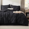 image:imageBedsure Oversized King Comforter Set Grey  Bed in a Bag Bedding Set 7 Pieces GentleSoft Pintuck Bed Set Gift for Family Pinch Pleat Grey Comforter with Sheets Pillowcases amp Shams11  Black