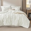 image:imageBedsure Oversized King Comforter Set Grey  Bed in a Bag Bedding Set 7 Pieces GentleSoft Pintuck Bed Set Gift for Family Pinch Pleat Grey Comforter with Sheets Pillowcases amp Shams19  Ivory