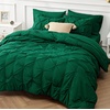 image:imageBedsure Oversized King Comforter Set Grey  Bed in a Bag Bedding Set 7 Pieces GentleSoft Pintuck Bed Set Gift for Family Pinch Pleat Grey Comforter with Sheets Pillowcases amp Shams26  Emerald Green