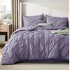 image:imageBedsure Oversized King Comforter Set Grey  Bed in a Bag Bedding Set 7 Pieces GentleSoft Pintuck Bed Set Gift for Family Pinch Pleat Grey Comforter with Sheets Pillowcases amp Shams15  Grayish Purple