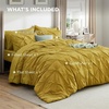 image:imageBedsure Oversized King Comforter Set Grey  Bed in a Bag Bedding Set 7 Pieces GentleSoft Pintuck Bed Set Gift for Family Pinch Pleat Grey Comforter with Sheets Pillowcases amp Shams32  Mustard Yellow