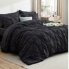 image:imageBedsure Oversized King Comforter Set Grey  Bed in a Bag Bedding Set 7 Pieces GentleSoft Pintuck Bed Set Gift for Family Pinch Pleat Grey Comforter with Sheets Pillowcases amp Shams11  Black